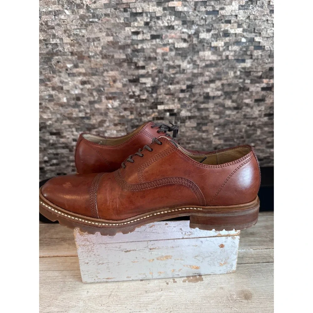 Frye James Lug Oxford Redwood Leather Cap Toe Dress Shoes Mens 8.5 D 3487943-RDD